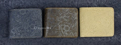 Handmade Leather Floral Mens Cool Slim Leather Wallet Men billfold Wallets Bifold for Men