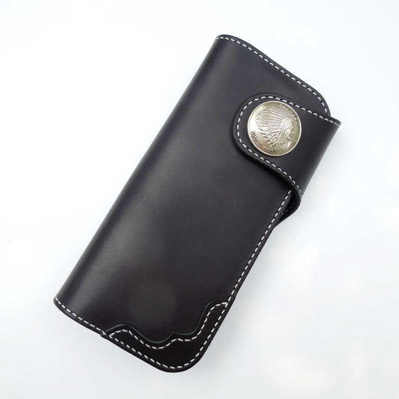 Handmade Leather Biker Wallet Mens Cool Chain Wallet Trucker Wallet with Chain