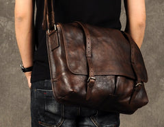 Genuine Leather Mens Cool Messenger Bag Shoulder Bag Chest Bag Bike Bag Cycling Bag for men