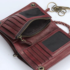 Genuine Leather Mens Chain Biker Wallet Cool Leather Wallet Small Wallets for Men