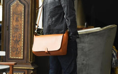 Handmade Leather Mens Cool Shoulder Bag Messenger Bag Chest Bag Bike Bag Cycling Bag for men