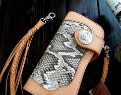 Handmade Leather Biker Wallet Mens Cool Chain Wallet Trucker Wallet with Chain