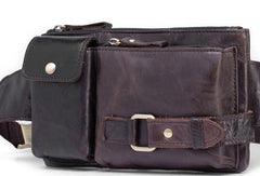 GENUINE LEATHER MENS SMALL WAIST BAG HIP PACK BELT BAGs FANNY PACK BUMBAG FOR MEN - iwalletsmen