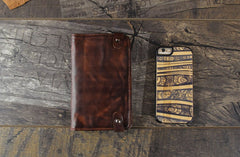 Handmade Leather Mens Cool Long Leather Wallet Bifold Clutch Wallet for Men