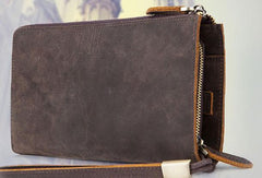 Vintage Cool Leather Mens Long Wallet Zipper Bifold Wallet Clutch Wallet For Men - iwalletsmen
