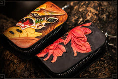 Handmade Leather Tooled Mens Cool Car Key Wallet Car Key Holder Car Key Case for Men