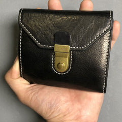 Handmade Leather Mens Cool billfold Leather Wallet Men Small Wallets Trifold for Men