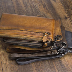 Handmade Mens Cool Long Leather Chain Wallet Cards Biker Trucker Wristlet Wallet - iwalletsmen