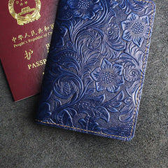 Handmade Leather Floral Mens Cool billfold Wallet Passport Card Holder Small Card Slim Wallets for Men