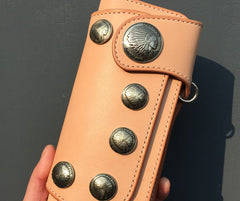 Handmade Leather Biker Wallet Mens Cool Chain Wallet Trucker Wallet with Chain