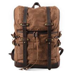 Waxed Canvas Mens Travel Backpack Canvas Hiking Backpack Canvas Backpack for Men - iwalletsmen