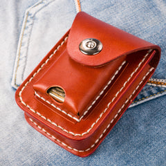 Handmade Leather Mens Leather Cigarette Case Cigarette Box Lighter Pocket Tobacco Pouch - iwalletsmen