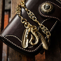 Handmade Leather billfold Mens Chain Biker Wallet Cool Leather Wallet With Chain Wallets for Men