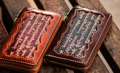 Handmade Leather Mens Tibetan Chain Biker Wallet Cool Leather Wallet Long Clutch Wallets for Men