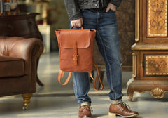 Handmade Leather Mens Women Cool Backpack Sling Bag Large Brown Travel Bag Hiking Bag for men