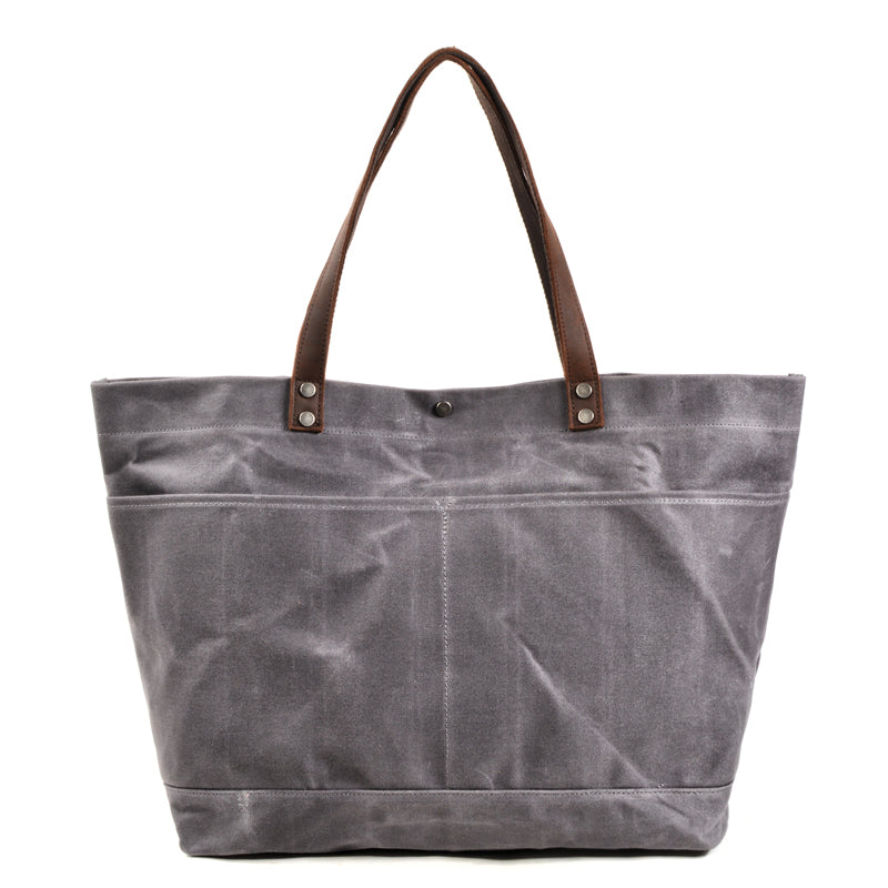 Waxed Canvas Leather Womens Mens Large Pink Tote Bag Shoulder Bag Black Tote Purse For Women - iwalletsmen