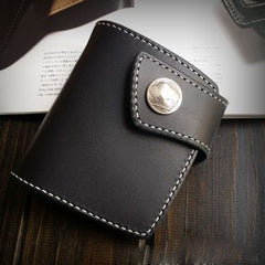 Handmade Leather Biker Wallet Mens Cool billfold Chain Wallet Trucker Wallet with Chain
