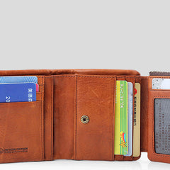 Handmade Mens Cool billfold Leather Wallet Men Small Wallets Trifold for Men - iwalletsmen