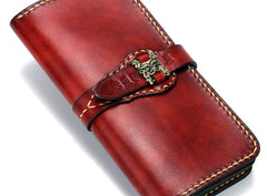 Handmade Leather Mens Clutch Cool Leather Wallet Long Phone Wallets for Men
