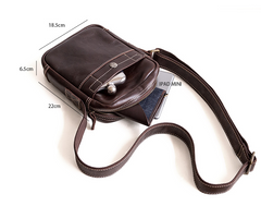 Genuine Leather Mens Cool Messenger Bag Sling Bag Chest Bag Bike Bag Cycling Bag for men