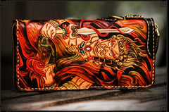 Handmade Leather Acalanatha Mens Chain Biker Wallet Cool Leather Wallet With Chain Wallets for Men