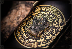 Handmade Leather Tibetan Mens Chain Biker Wallet Cool Leather Wallet Long Clutch Wallets for Men