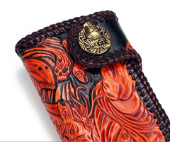 Handmade Leather Black&White Mens Chain Biker Wallet Cool Leather Wallet With Chain Wallets for Men