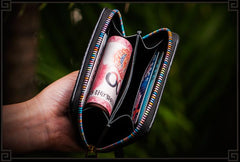 Handmade Leather Small Tooled Mens billfold Wallet Cool Chain Wallet Biker Wallet for Men