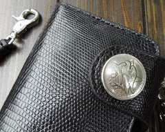 Handmade Leather Biker Wallet Mens Cool Chain Wallet Trucker Wallet with Chain