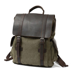 Mens Canvas Leather Backpack Canvas Travel Backpack Canvas School Backpacks for Men - iwalletsmen