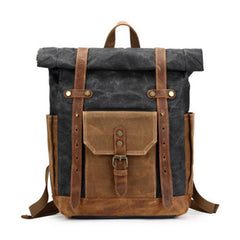Waxed Canvas Leather Mens Travel Backpacks Canvas Backpack Canvas School Backpack for Men - iwalletsmen