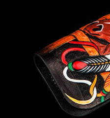 Handmade Leather Biker Mens Cool Car Key Wallet Coin Wallet Pouch Car KeyChain for Men