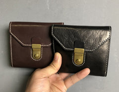 Handmade Leather Mens Cool billfold Leather Wallet Men Small Wallets Trifold for Men
