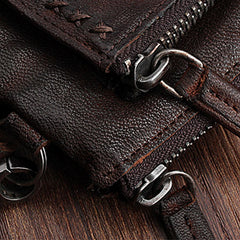 Handmade Mens Cool Long Leather Chain Wallet Cards Biker Trucker Wristlet Wallet - iwalletsmen