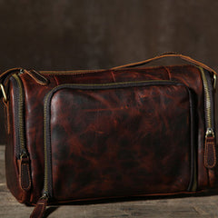 Genuine Leather Mens Cool Shoulder Bag Messenger Bag Chest Bag Bike Bag Cycling Bag for men