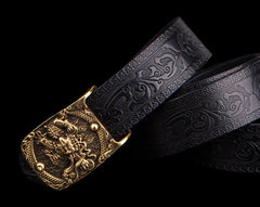 Handmade Genuine Leather Mens Belt Custom Cool Leather Men Black Belt for Men