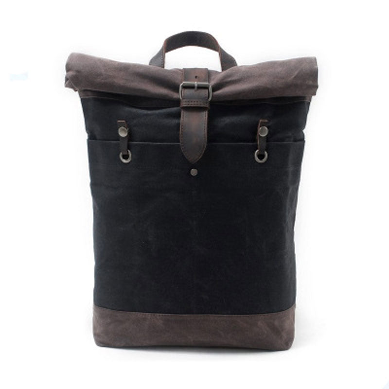 Cool Waxed Canvas Leather Mens Hiking Backpacks Canvas LaptopBackpack Canvas School Backpack for Men - iwalletsmen