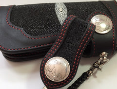 Handmade Leather Biker Wallet Mens Cool Chain Wallet Trucker Wallet with Chain