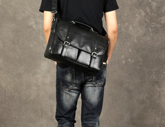 Genuine Leather Mens Cool Messenger Bag Briefcase Work Bag Business Bag for men