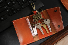 Handmade Leather Mens Cool Key Wallet Car Key Holder Car Key Case for Camel Men