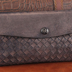 Handmade Leather Mens Clutch Cool Braided Wallet Clutch Wristlet Wallet for Men