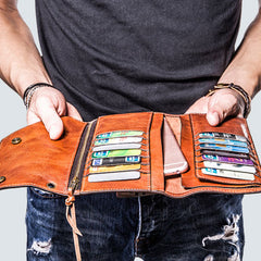 Handmade Mens Cool Leather Chain Wallet Biker Trucker Wallet with Chain for Men - iwalletsmen