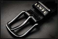 Handmade Genuine Leather Mens Belt Custom Cool Leather Men Black Belt for Men