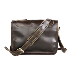 Handmade Dark Coffee Leather Mens 10 inches Courier Bag Brown Messenger Bags Dark Brown Postman Bags For Men - iwalletsmen
