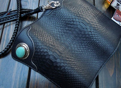 Handmade Leather Biker Wallet Mens Cool Chain Wallet Trucker Wallet with Chain