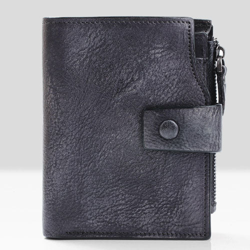 Handmade Mens Cool billfold Leather Wallet Men Small Slim Wallets Bifold for Men - iwalletsmen