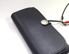 Handmade Leather Mens Clutch Wallet Cool Wallet Long Wallets Biker Chain Wallet for Men