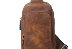 Cool Leather Chest Bag Sling Bag Crossbody Bag Travel Bag Sling Hiking Bag For Mens - iwalletsmen