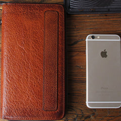 Genuine Leather Mens Cool Long Leather Wallet Biker Wallet Zipper Clutch Wristlet Wallet for Men