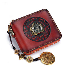 Handmade Leather Mens Chain Biker Wallet Cool Leather Wallet Small Wallets for Men